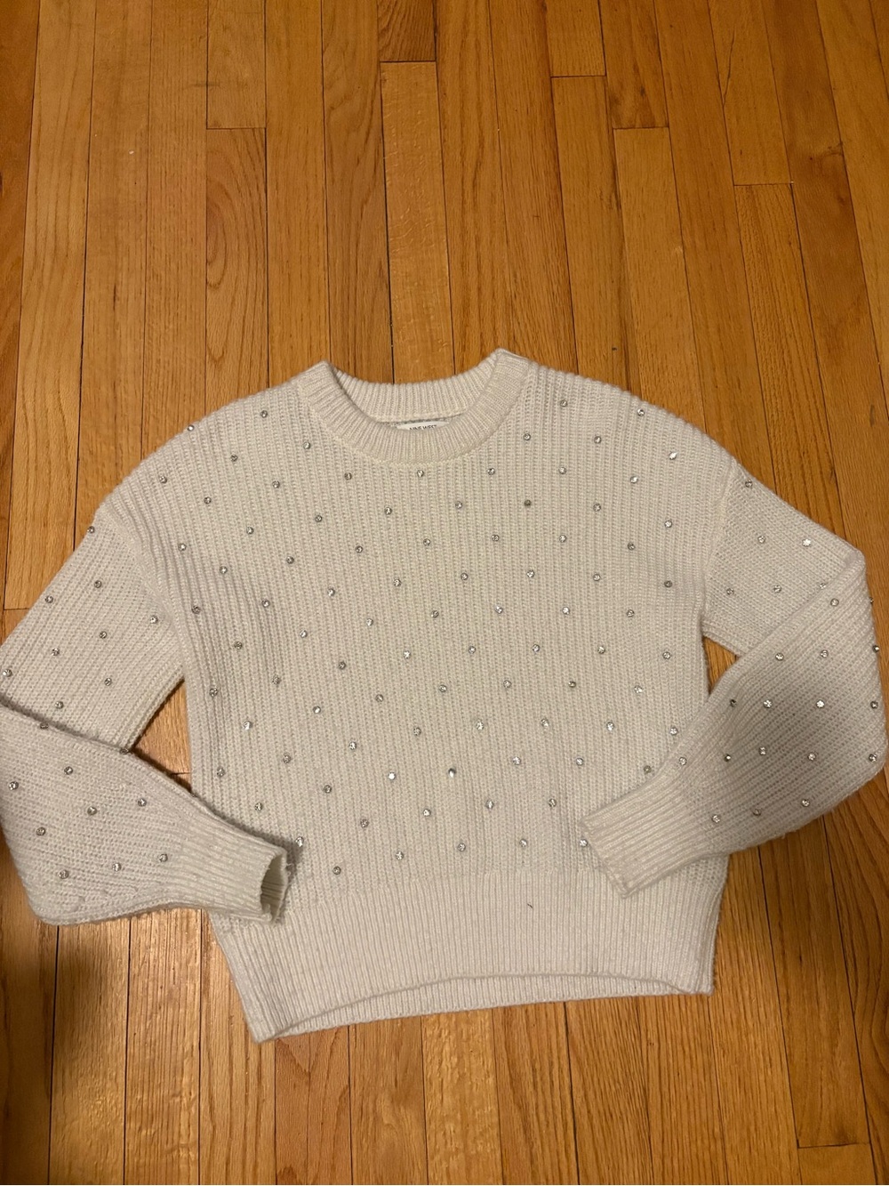 Embellished Cream Crewneck Sweater